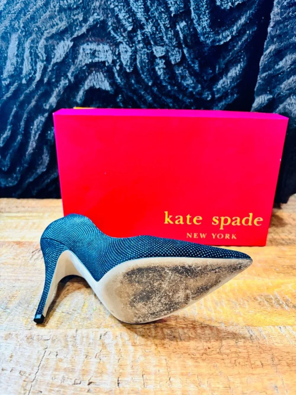 Kate Spade Licorice pumps – 8.5M black/graphite metal dot suede (with box)